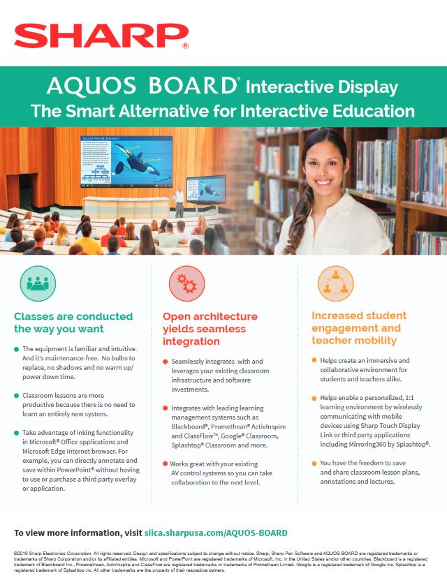 Sharp, Aquos Board, Education, Specialty Business Solutions