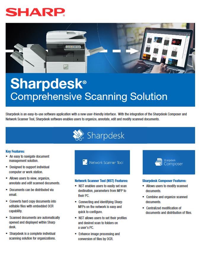 Sharp, Sharpdesk, scanning solution, Specialty Business Solutions